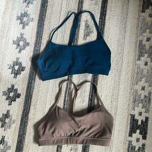 Lululemon Flow Y Bra bundle, 2 bras, both size 8, blue and nude colors